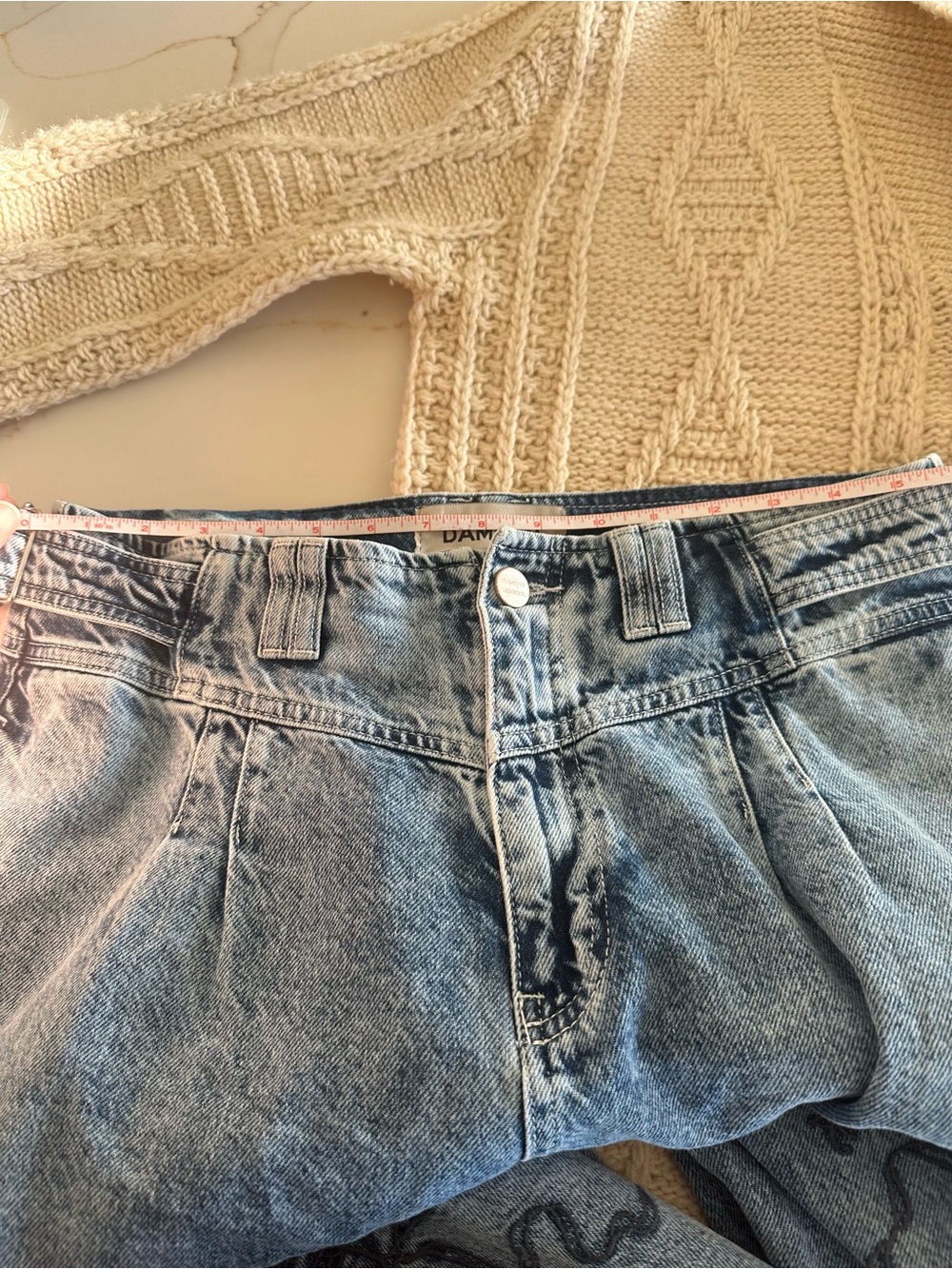 Damson Madder Embroidered Light Blue Wide-Leg Jeans msrp$240 - Picture 4 of 5